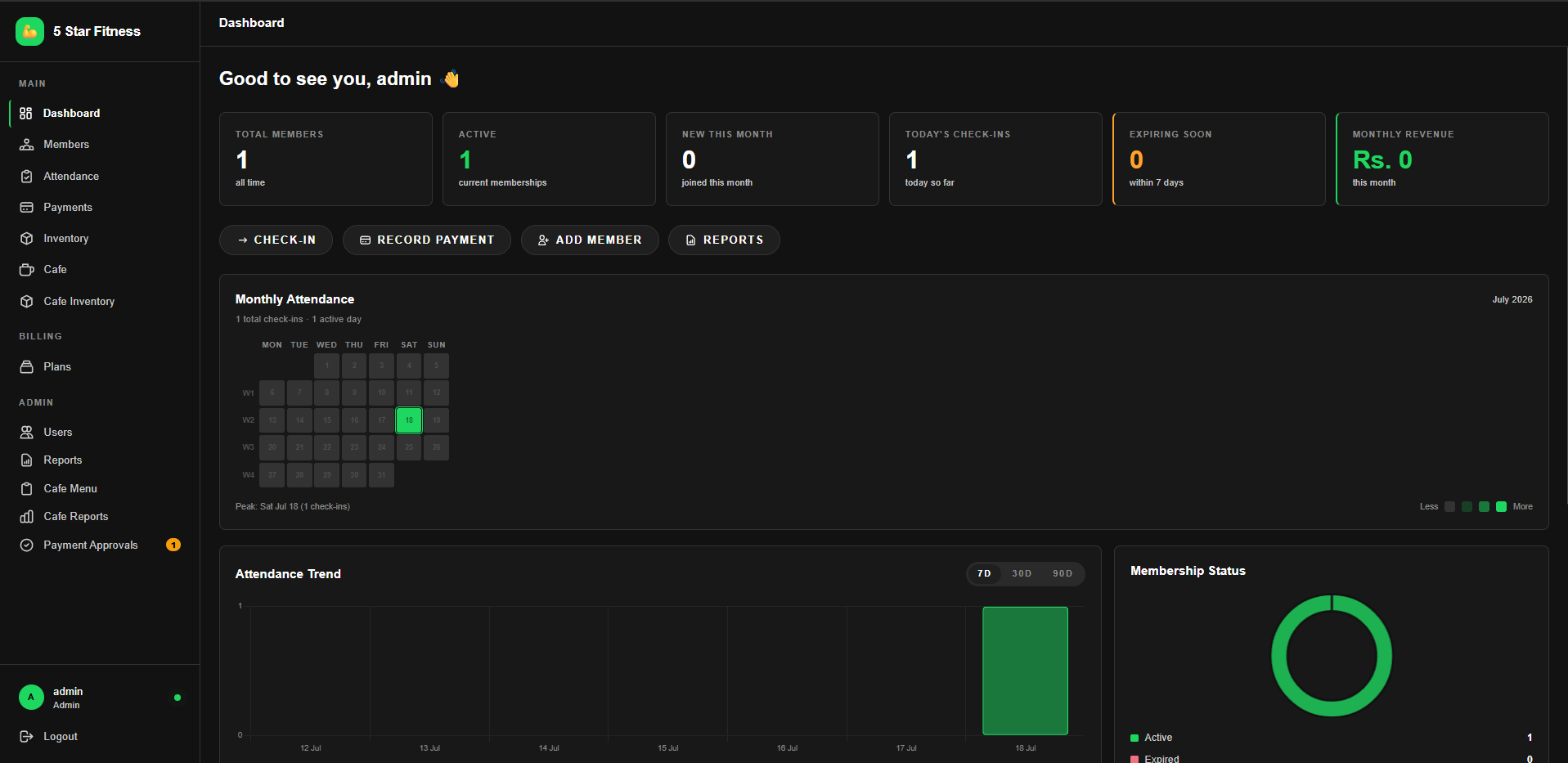 Gym system screenshot